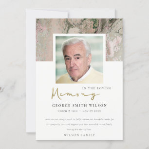 PHOTO DUSKY ROSE GOLD PINK AGATE SYMPATHY MEMORIAL THANK YOU CARD