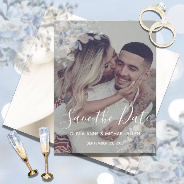 Photo Dusty Blue Floral Wedding Save the Date (Creator Uploaded)