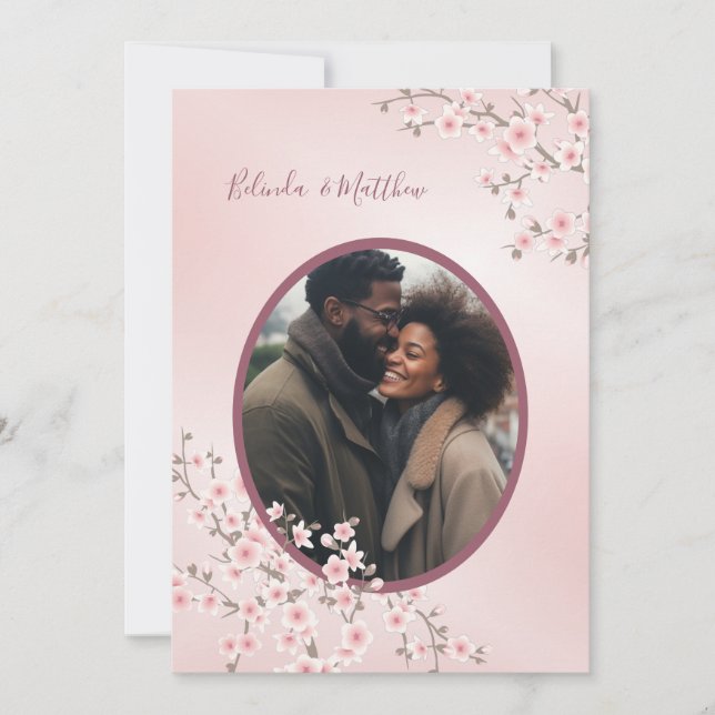 Photo Dusty Pink Cherry Blossom Wedding Invitation (Front)