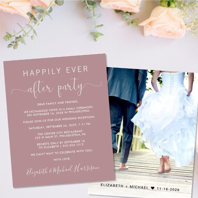 Photo Dusty Rose Wedding Reception Invitation (Your love story deserves a grand celebration!)