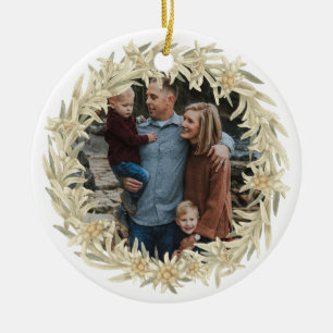 Photo Edelweiss Alpine Floral Wreath  Ceramic Tree Decoration