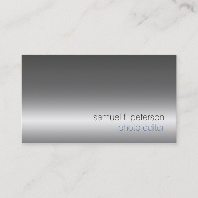 Photo Editor Bold Chrome Texture Business Card (Front)
