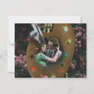 Photo EDWARDIAN LOVERS ON ARTISTS PALETTE C1910 Postcard