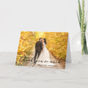 Photo Elegant Beautiful Calligraphy Wedding Fold Thank You Card