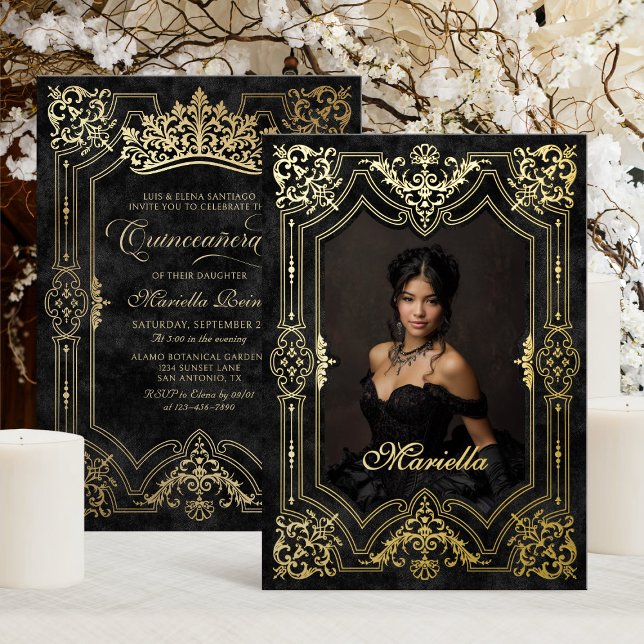 Photo Elegant Black Crown Tiara Royal Quinceanera  (Creator Uploaded)