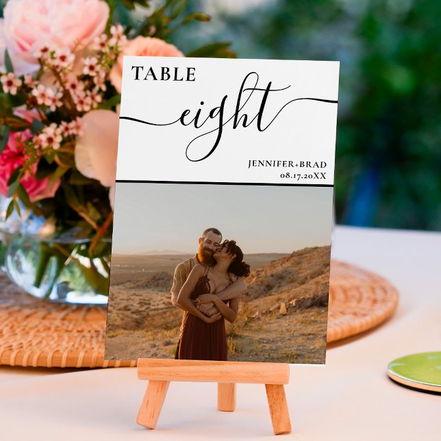 Photo elegant black white chart wedding table number (Creator Uploaded)