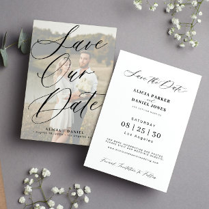 Photo elegant calligraphy script modern wedding save the date