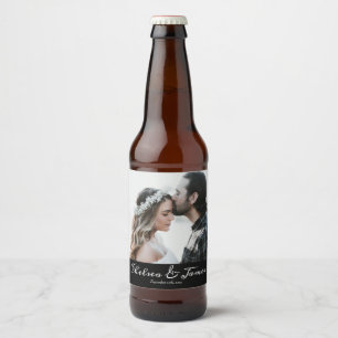 Photo Elegant Custom Calligraphy Wedding Beer Bottle Label