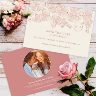 Photo, Elegant Dusty Rose Floral Wedding  Save The Date