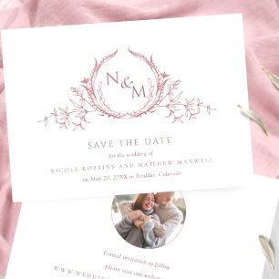 Photo, Elegant Dusty Rose Monogram Wedding Save The Date