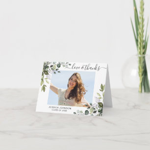 PHOTO Elegant Eucalyptus Greenery Graduation Thank You Card