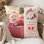 Photo Elegant Floral Baby's First Christmas Cushion<br><div class="desc">Commemorate your baby's first Christmas with a personalised touch of elegance and comfort. Our Photo Elegant Floral Baby's First Christmas Throw Pillow is designed to capture the magic of this special milestone, adding a festive and stylish flair to your holiday décor. Elegant Floral Design: Beautiful, hand-drawn floral motifs adorn the...</div>