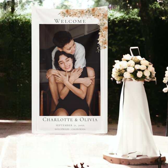 Photo Elegant Floral Welcome Wedding Banner (Photo Elegant Floral Welcome Wedding Banner from Ricaso)