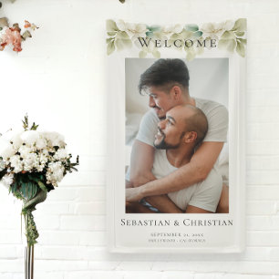 Photo Elegant Foliage Welcome Wedding Banner