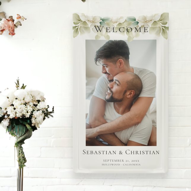 Photo Elegant Foliage Welcome Wedding Banner (Photo Elegant Foliage Welcome Wedding Banner from Ricaso)