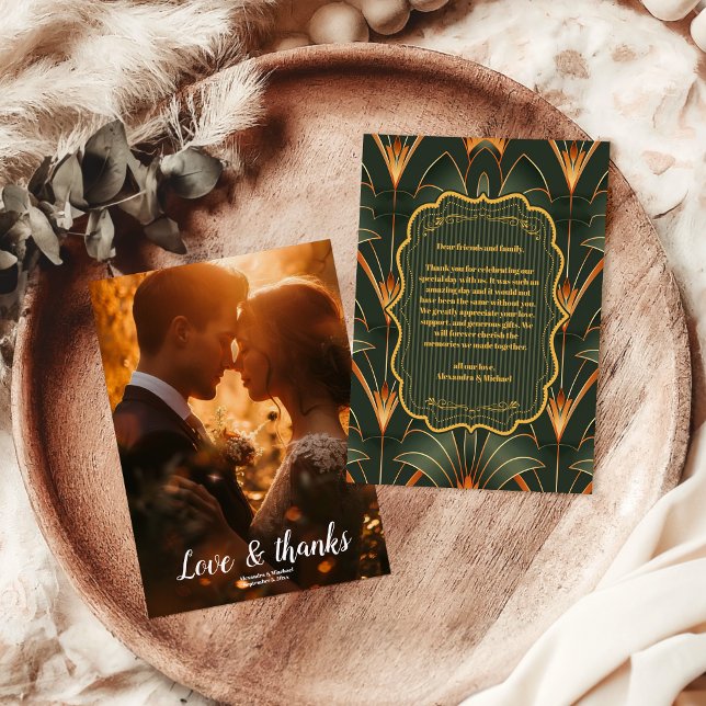 Photo Elegant Geometric Art Deco Wedding  Thank You Card (Creator Uploaded)