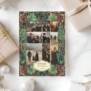 Photo Elegant Holly Christmas Party Holiday Card