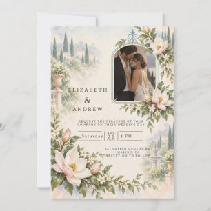 Photo Elegant Magnolia Garden Wedding Invitation