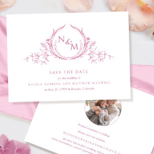 Photo, Elegant Mauve Pink Monogram Wedding Save The Date