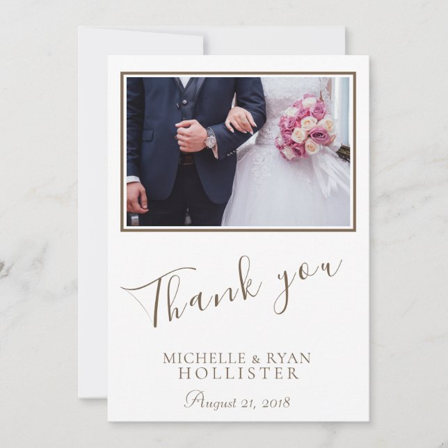 Photo Elegant Message Thank you Wedding Photo Card (Front)