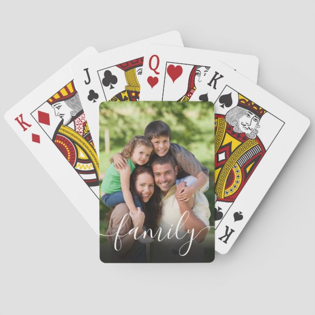 Photo Elegant Modern Script Family Playing Cards (Back)