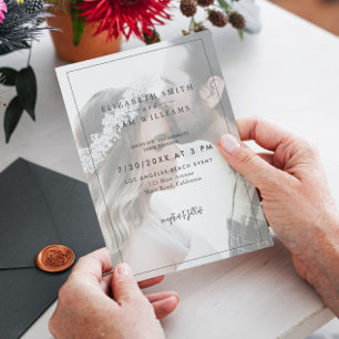 Photo Elegant Modern Simple Black White Wedding Invitation