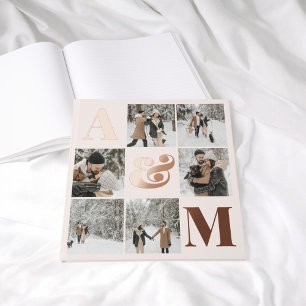 Photo Elegant Monogram Blush Pink Guest Book