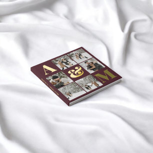 Photo Elegant Monogram Burgundy Wedding Guest Book