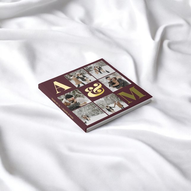 Photo Elegant Monogram Burgundy Wedding Guest Book (Creator Uploaded)