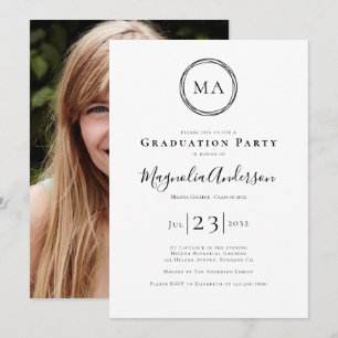 Photo Elegant Monogram Graduation Party Invitation