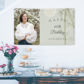 Photo Elegant Oriental Bamboo 60th Birthday Party Banner