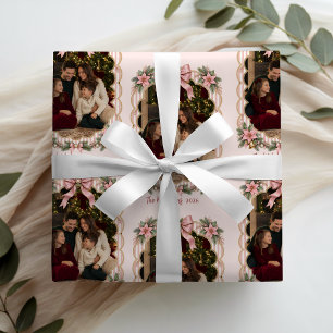 Photo Elegant Pink Christmas Coquette Holiday Wrapping Paper