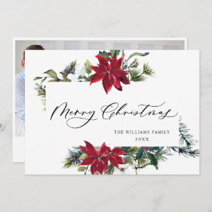 PHOTO Elegant Poinsettia Christmas Greeting Holiday Card