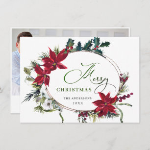 PHOTO Elegant Poinsettia Christmas Greeting Holiday Card