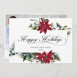 PHOTO Elegant Poinsettia Christmas Greeting Holiday Card
