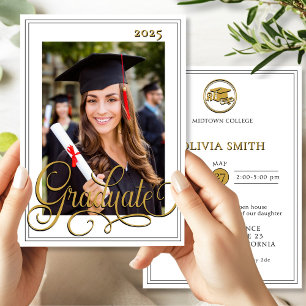 Photo Elegant Script Graduate Open House Invitation