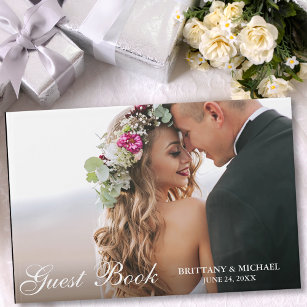 Photo Elegant Script Wedding Guest Book
