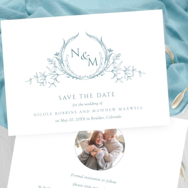 Photo, Elegant Sea Glass Monogram Wedding Save The Date (Creator Uploaded)