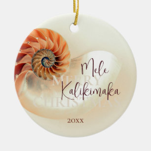 PHOTO Elegant Shell Mele Kalikimaka Ceramic Tree Decoration
