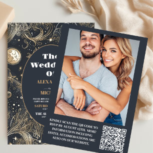 Photo Elegant Silver Gold Celestial Wedding Invitation