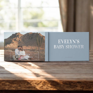 Photo Elegant Simple Baby Shower Blue Guest Book