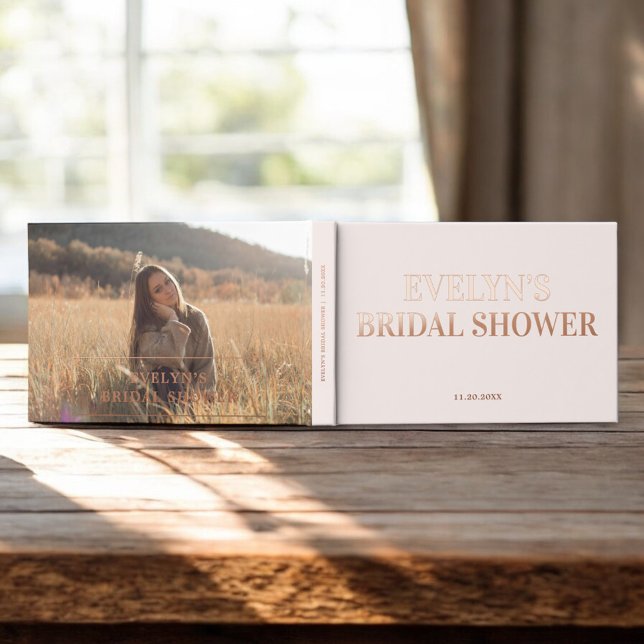 Photo Elegant Simple Baby Shower Pink Guest Book (Creator Uploaded)