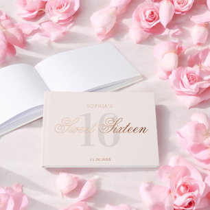 Photo Elegant Simple Sweet 16 Guest Book