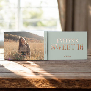 Photo Elegant Simple Sweet 16 Guest Book