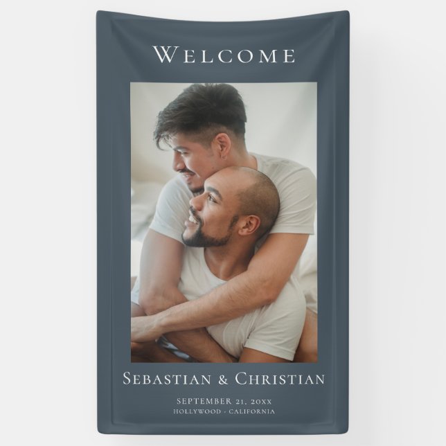 Photo Elegant Simple Welcome Wedding Banner (Vertical)