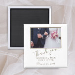 Photo Elegant Thank you Wedding Magnet<br><div class="desc">A favour wedding magnet with personalizable wedding photo,  names and wedding date. An elegant and stylish thank you magnet - great as a gift for your guests.</div>