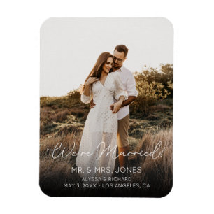Photo Elegant Typography Wedding Vertical 2 Magnet