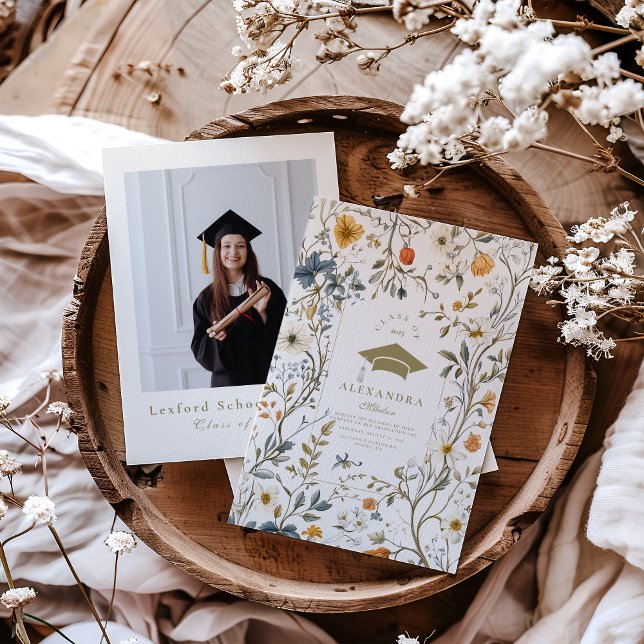 Photo Elegant Vintage Floral Graduation Invitation (Creator Uploaded)