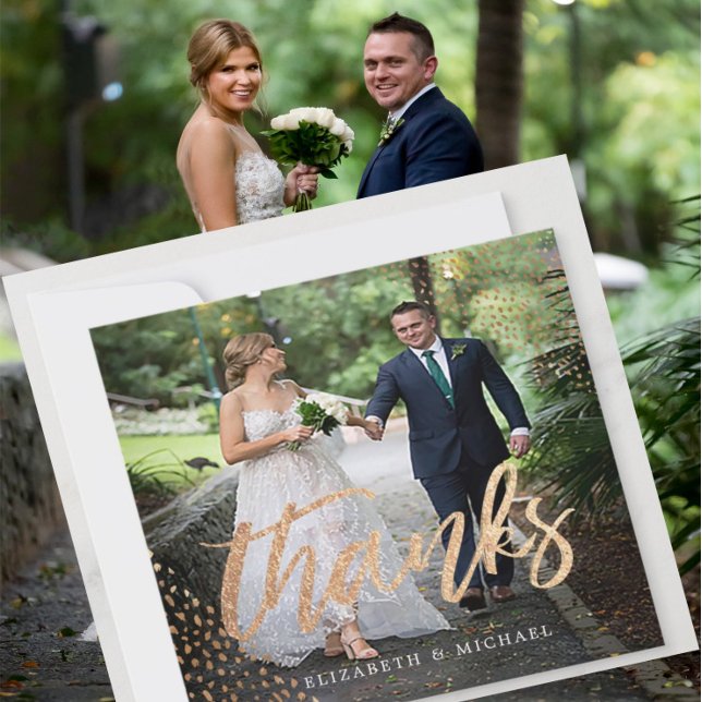 Photo Elegant Wedding Gold Square Thank You (Creator Uploaded)