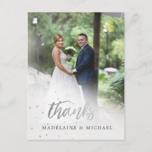 Photo Elegant Wedding Silver Thank You   Postcard